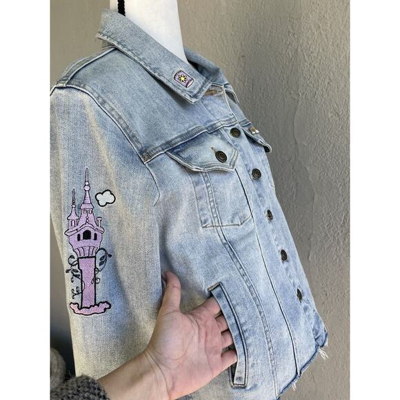 Disney Parks Princess Rapunzel Jacket Women’s Size XL Blue Denim Tangled Movie - Picture 5 of 7